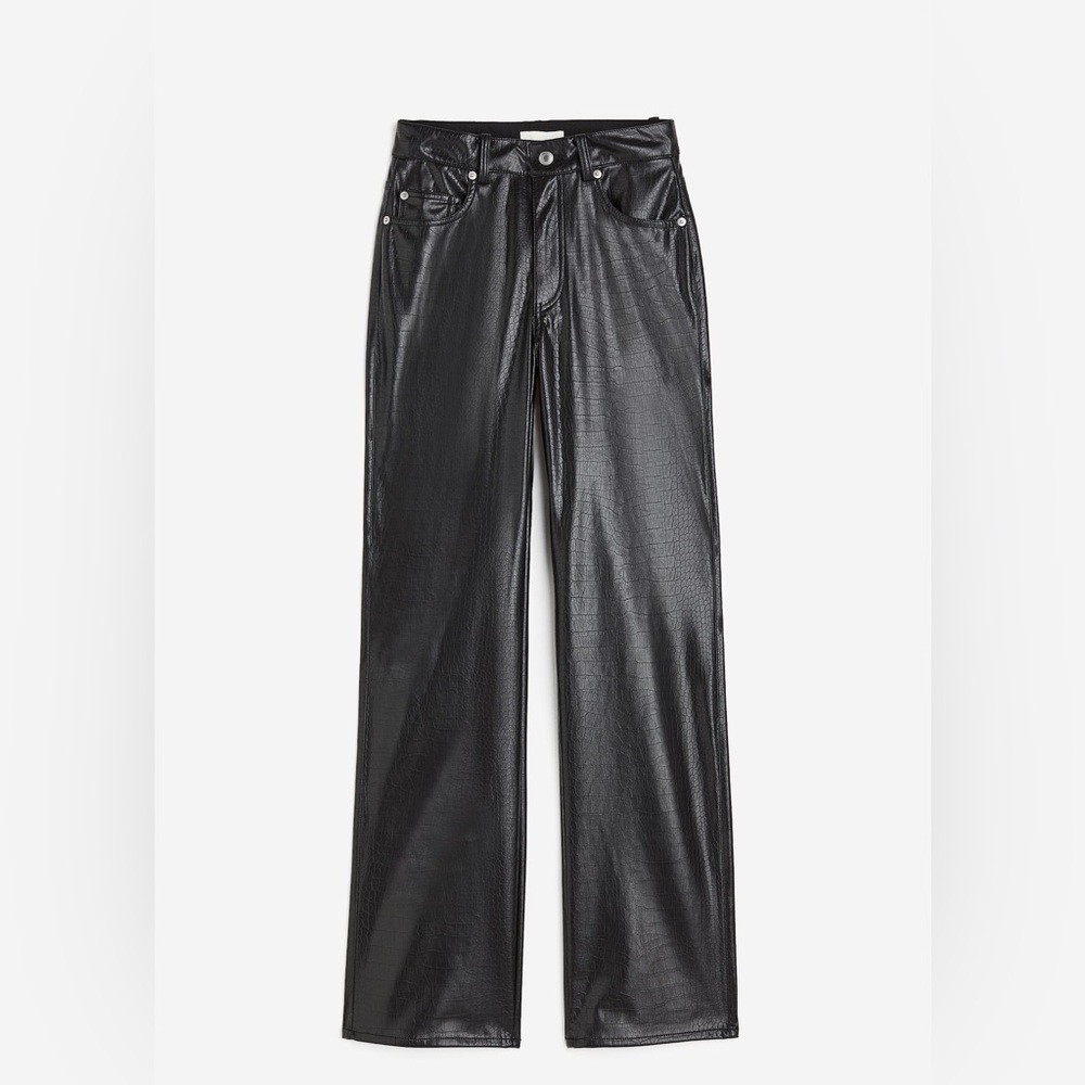 H&M - Black Crocodile Coated Leather Pants